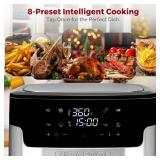8.5QT Air Fryer with Visual Window, Large Family Size XL Airfryer with 8 Presets, Stainless Steel Oven for Fast Healthy Cooking, Reheat & Crisp, Dishwasher Safe, Gift Box Included
