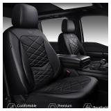 CAR PASS Universal Luxury Nappa Leather Seat Covers Full Set, Water Resistant Faux Leather Seat Covers with Lumbar Support, Comfortable Automotive Seat Covers Universal Fit for SUV Sedan Van Truck, So