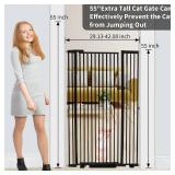 $142 55.1 inch Extra Tall Pet Gate, Extra Wide 29.92"- 43" Adjustable Dog Gates, Pressure Mounted Walk Through Swing Safety Tall Cat Gate for Doorways, Stairs, Kitchen(Black)