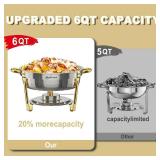 $140 Chafing Dishes for Buffet 4 Pack, 6QT Round Chafing Dishes for Buffet Elegant Gold and Silver Colors Stainless Steel Chafing Dish Buffet Set for Any Party