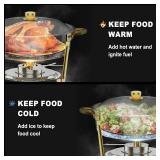 $140 Chafing Dishes for Buffet 4 Pack, 6QT Round Chafing Dishes for Buffet Elegant Gold and Silver Colors Stainless Steel Chafing Dish Buffet Set for Any Party