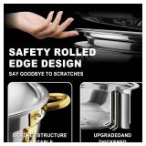 $140 Chafing Dishes for Buffet 4 Pack, 6QT Round Chafing Dishes for Buffet Elegant Gold and Silver Colors Stainless Steel Chafing Dish Buffet Set for Any Party