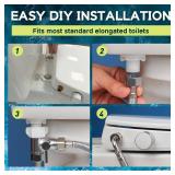 Elongated Bidet Toilet Seat with Soft-Close Lid, Self-Cleaning Dual Nozzles, Non-Electric Bidet Seat with Adjustable Water Pressure, White Toilet Seat for Elongated Toilets with Brass