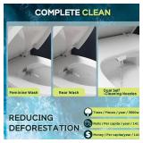 Elongated Bidet Toilet Seat with Soft-Close Lid, Self-Cleaning Dual Nozzles, Non-Electric Bidet Seat with Adjustable Water Pressure, White Toilet Seat for Elongated Toilets with Brass