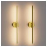 28In Gold Wall Sconce Set of Two,Modern Hardwired Bathroom Wall Sconces Vantiy Light 3000K LED 360  Rotatable for Bedroom Bathroom Living Room (2 Pack)