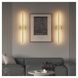 28In Gold Wall Sconce Set of Two,Modern Hardwired Bathroom Wall Sconces Vantiy Light 3000K LED 360  Rotatable for Bedroom Bathroom Living Room (2 Pack)