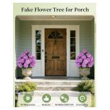 BLOSMON Hydrangea Topiary Trees Artificial - Outdoor 2 Packs 33" Pink Fake Flower Ball Tree for Front Porch Planters Urns Decor - 20 Heads Faux Hydrangea Bush Plants with Spike for Garden Yard Patio
