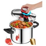 8 Qt Pressure Cooker Stainless Steel, Pressure Cooker with One-Hand Locking, Dual Locking Safety System, 3-In-1Compatible with Gas & Induction, Fast Cooking for Large Meals
