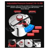 8 Qt Pressure Cooker Stainless Steel, Pressure Cooker with One-Hand Locking, Dual Locking Safety System, 3-In-1Compatible with Gas & Induction, Fast Cooking for Large Meals