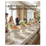 $170 6QT Round Chafing Dishes for Buffet: 4 Pack White Chafers and Buffet Warmers Sets, Maifanite-Coated Food Warmer with 4 Tongs 4 Spoons 4 Slotted Spoons 2 Gloves, for Parties, Wedding, Events, Cate