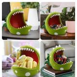 Piranha Plant Large Candy Bowl For Candy Dish Key Bowl Decorative Bowl Home Decorations Indoor Big Mouth Plant (Green, Midium)