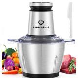 LINKChef Food Processor Small, 10 Cup Food Chopper with Container, 2.3L 600W Electric Meat Grinder for Home Use, Stainless Steel Mini Food Processor for Kitchen, Vegetable, Onion, Garlic, Salad