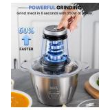 LINKChef Food Processor Small, 10 Cup Food Chopper with Container, 2.3L 600W Electric Meat Grinder for Home Use, Stainless Steel Mini Food Processor for Kitchen, Vegetable, Onion, Garlic, Salad