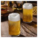 NETANY 8pcs Set Drinking Glasses with Glass Straw - 16oz Glass Cups, Beer Glasses, Iced Coffee Glasses, Cute Tumbler Cup, Ideal for Whiskey, Soda, Tea, Water, Gift - 2 Cleaning Brushes