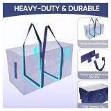 TICONN 6 Pack Extra Large Moving Bags Heavy Duty with Zippers & Carrying Handles, Durable Storage Bags Moving Boxes for Closet Organizers and Storage (6 Pack, Navy)