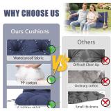 Porch Swing Cushions Outdoor, 5 Inch Thick Waterproof 2-3 Seater Replacement Swing Cushion with Backrest and Anti-Slip Ties, Perfect for Porch, Patio, Garden, Outdoor Bench Furniture, 60 40 5 Inch