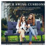 Porch Swing Cushions Outdoor, 5 Inch Thick Waterproof 2-3 Seater Replacement Swing Cushion with Backrest and Anti-Slip Ties, Perfect for Porch, Patio, Garden, Outdoor Bench Furniture, 60 40 5 Inch