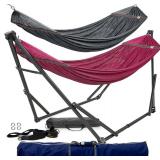 $220 EZ DAZE Hammocks with Stand for Outside & Tree Straps, Heavy Duty Hammock with Stand 600lbs for Indoor Outdoor Patio Backyard,