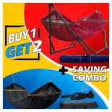 $220 EZ DAZE Hammocks with Stand for Outside & Tree Straps, Heavy Duty Hammock with Stand 600lbs for Indoor Outdoor Patio Backyard,