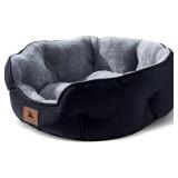 Asvin Small Dog Bed for Small Dogs, Cat Beds for Indoor Cats, Pet Bed for Puppy and Kitty, Extra Soft & Machine Washable with Anti-Slip & Water-Resistant Oxford Bottom, Black, 20 inches