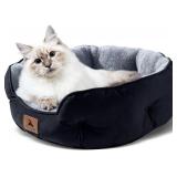 Asvin Small Dog Bed for Small Dogs, Cat Beds for Indoor Cats, Pet Bed for Puppy and Kitty, Extra Soft & Machine Washable with Anti-Slip & Water-Resistant Oxford Bottom, Black, 20 inches