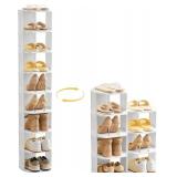 UFORU Vertical Shoe Rack, 9-Tier Plastic Stackable Storage Shelf for Small Closets and Narrow Spaces, Compact Free Standing Shoe Racks for Entryway Bedroom Dormitory