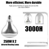Heat Lamp for Food, with Two 250W Bulbs for Fast and Even Heating, Food Heat Lamp with Adjustable Height Stand, Commercial Food Warmer Lamp for Home, Fast Food Restaurant, Buffet, Bakery Silver