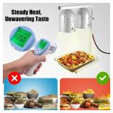 Heat Lamp for Food, with Two 250W Bulbs for Fast and Even Heating, Food Heat Lamp with Adjustable Height Stand, Commercial Food Warmer Lamp for Home, Fast Food Restaurant, Buffet, Bakery Silver