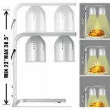 Heat Lamp for Food, with Two 250W Bulbs for Fast and Even Heating, Food Heat Lamp with Adjustable Height Stand, Commercial Food Warmer Lamp for Home, Fast Food Restaurant, Buffet, Bakery Silver