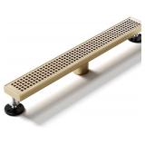 Linear Shower Drain 18 Inch Gold, Brushed AISI 304 Stainless Steel Shower Drain with Square Hole Panel, for Bathroom, Kitchen, Garage & More