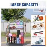 Mythinglogic Garage Sports Equipment Organizer, Baseball Storage Large Capacity, Sports Organizer for Garage with Hooks and Baskets, Ball Storage Rack for Football, Soccer Ball, Bat, Toys