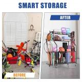 Mythinglogic Garage Sports Equipment Organizer, Baseball Storage Large Capacity, Sports Organizer for Garage with Hooks and Baskets, Ball Storage Rack for Football, Soccer Ball, Bat, Toys