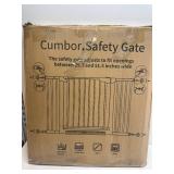 Cumbor 29.7 51.5" Extra Wide Baby Gate for Stairs, Pressure-Mounted Dog Gates for Doorways & Hallways, Auto-Close Walk-Through, No-Trip Design, Child Proof Safety, Dog/Pet Gate for Indoor Use, White