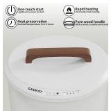 SAMEAT Heated Towel Warmers for Bathroom - Large Towel Warmer Bucket, Wood Handle, Auto Shut Off, Fits Up to Two 40"X70" Oversized Towels, White