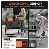 Compost Tumbler Outdoor 45 Gallon/170L, Dual Chamber Large Compost Bin for Garden, Backyard, and Yard, Large Opening & Elevated Base 360 Rotating Tumbling Composter for Gardeners