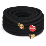 Heavy Duty Soaker Hose 25FT 1/2 Inch Rubber Garden Drip Irrigation Hose with Solid Brass Connector Water Saving Linkable Soaker Hose for Garden Bed Flower Vegetable Lawn