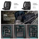 $220 PGYTECH OneMo 2 25L-33L Camera Backpack with Shoulder Bag for Photographers, Waterproof Large Camera Bag for Canon/Nikon/Sony/dji Drone/Laptop/Tripod, Black
