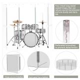$280 Portable Drum Shield 5-Panels 2ft x 5ft - Acrylic with Stainless Steel Hinges - Perfect for Churches, Home Practice, and Live Performances. (5 Panels)