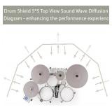 $280 Portable Drum Shield 5-Panels 2ft x 5ft - Acrylic with Stainless Steel Hinges - Perfect for Churches, Home Practice, and Live Performances. (5 Panels)