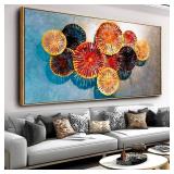 $170 Wall Art Floral Wall Decor Modern Colorful Abstract Artwork Red and Blue Canvas Painting for Bedroom Living Room Dining Room Home Office Decor 30"x60" with Framed