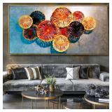 $170 Wall Art Floral Wall Decor Modern Colorful Abstract Artwork Red and Blue Canvas Painting for Bedroom Living Room Dining Room Home Office Decor 30"x60" with Framed