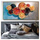 $170 Wall Art Floral Wall Decor Modern Colorful Abstract Artwork Red and Blue Canvas Painting for Bedroom Living Room Dining Room Home Office Decor 30"x60" with Framed