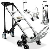 $245 3 in 1 Industrial Convertible Hand Truck Dolly Cart, 1000 LBS Heavy Duty Stair Climbing Dolly, Aluminum Collapsible Stair Dolly Utility Trolley Platform with Wheels for Transport, Moving, Furnitu