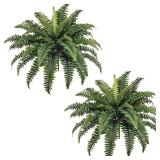 FOREST PRINCE 35" Ferns Artificial Bush Plants Large, 2 Artificial Boston Ferns with 39 Fronds for Outdoors Home Decor