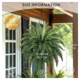 FOREST PRINCE 35" Ferns Artificial Bush Plants Large, 2 Artificial Boston Ferns with 39 Fronds for Outdoors Home Decor