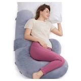 Momcozy Pregnancy Pillow, Original F Shaped Maternity Pillow for Pregnant Women with Adjustable Wedge Pillow, Full Body Support Pregnancy Pillows for Side Sleeping with Velvet Cover, Grey