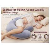 Momcozy Pregnancy Pillow, Original F Shaped Maternity Pillow for Pregnant Women with Adjustable Wedge Pillow, Full Body Support Pregnancy Pillows for Side Sleeping with Velvet Cover, Grey