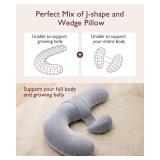 Momcozy Pregnancy Pillow, Original F Shaped Maternity Pillow for Pregnant Women with Adjustable Wedge Pillow, Full Body Support Pregnancy Pillows for Side Sleeping with Velvet Cover, Grey