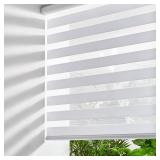 Persilux Cordless Zebra Blinds for Windows, Roller Shades for Windows (34.5" W x 64" H, White) Dual Layer Fabric for Day and Night,Room Darkening Shades for Home, Office, Bedroom and Living Room