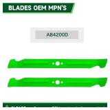 42" Deck Mower Blades Fit for EGO Power+ ZT4204L E6 Z42 Z6 Zero Turn Riding Mower Replaces OEM AB4200D 2 Pack